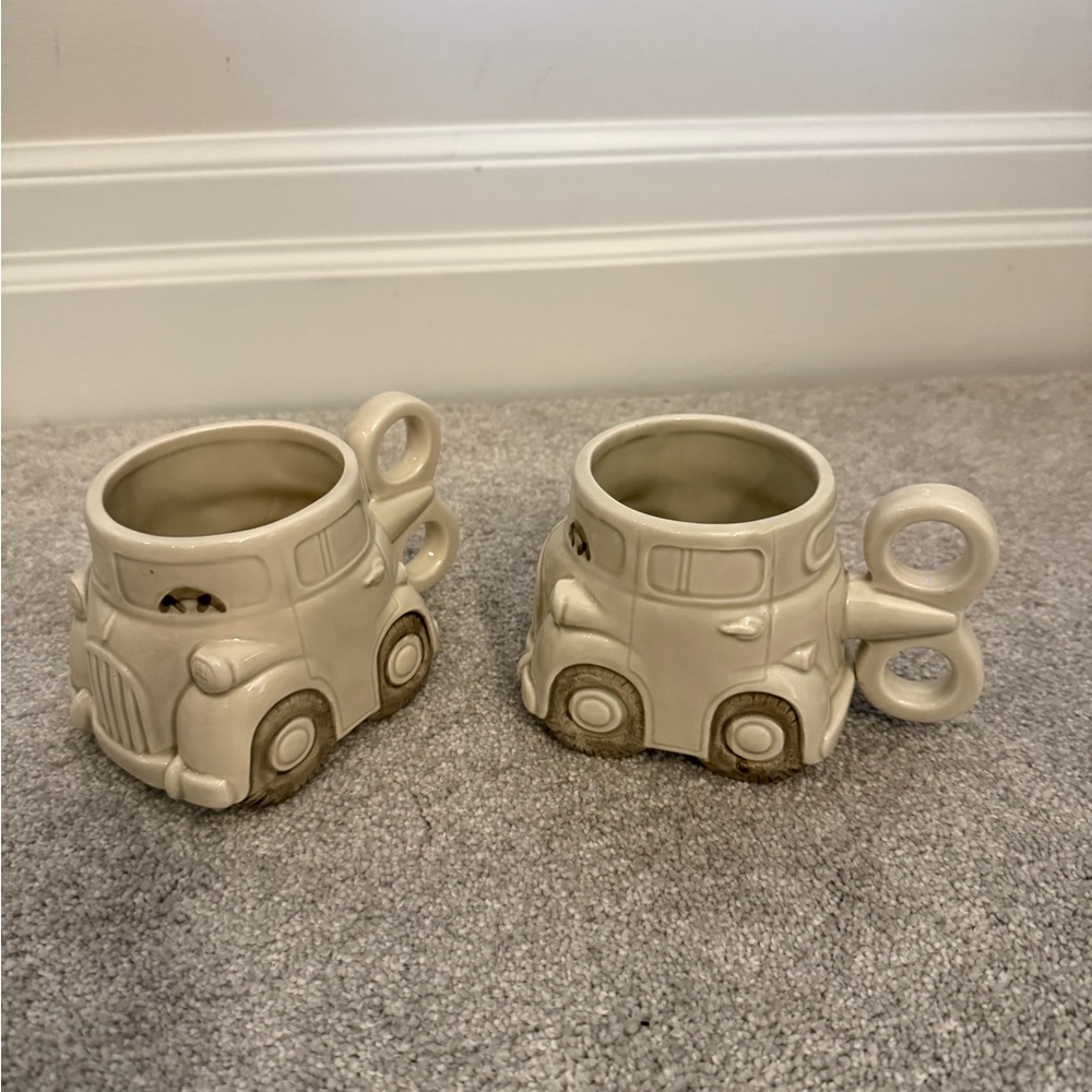 Vintage Fitz and Floyd Auto Mug, Wind Up Car Toy Mug set of 2